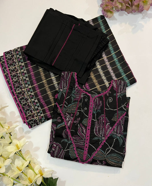 Purple touch 3pcs stitched