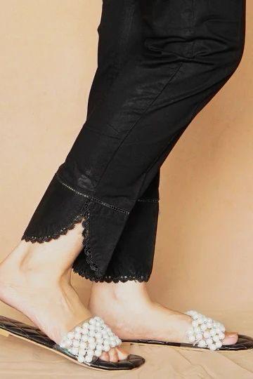 Lace-Trimmed Straight Pants