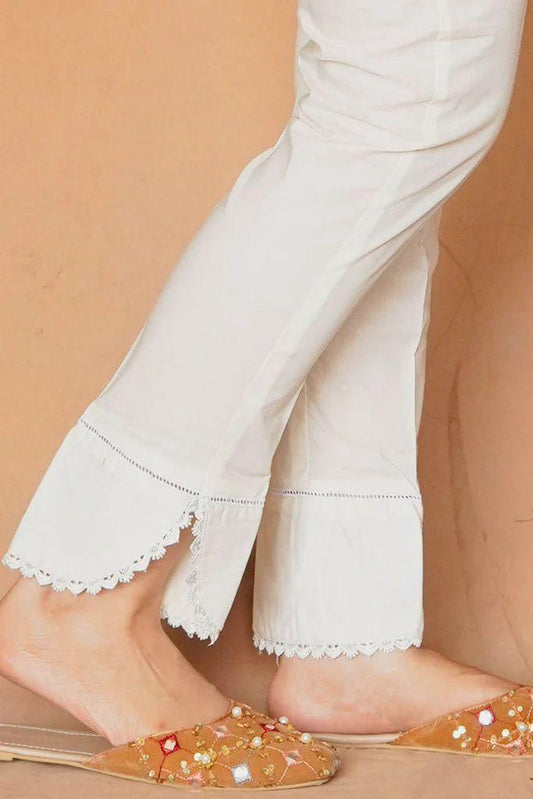 Lace-Trimmed Straight Pants
